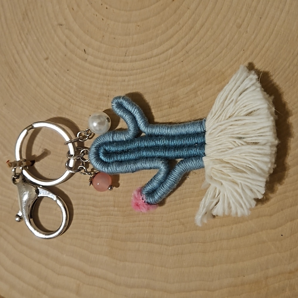 Boho western cactus key chain